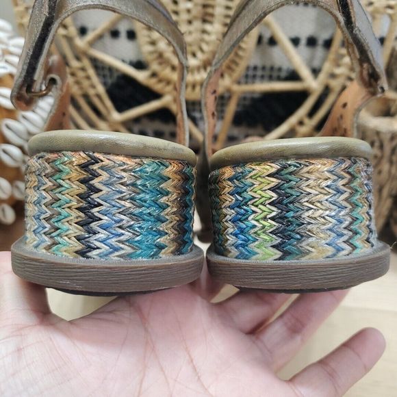 NWOB L'Artiste Suzietta Slingback Sandal Weave Basket Wedge Leather Boho 8.5/39 - Picture 8 of 12